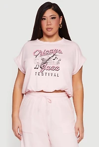 Plus Cropped Bubble Hem Graphic Tee