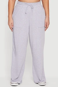 Plus Fleece High Waisted Wide Leg Sweatpants