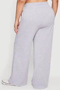Plus Fleece High Waisted Wide Leg Sweatpants
