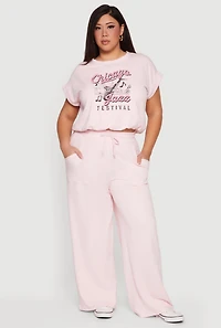 Plus Fleece High Waisted Wide Leg Sweatpants