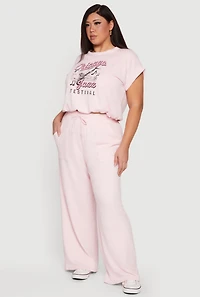 Plus Fleece High Waisted Wide Leg Sweatpants