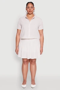Womens Plus Almost Famous Striped Seersucker Pleated Skirt,