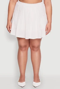Womens Plus Almost Famous Striped Seersucker Pleated Skirt,