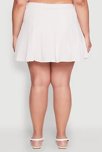 Womens Plus Almost Famous Striped Seersucker Pleated Skirt,