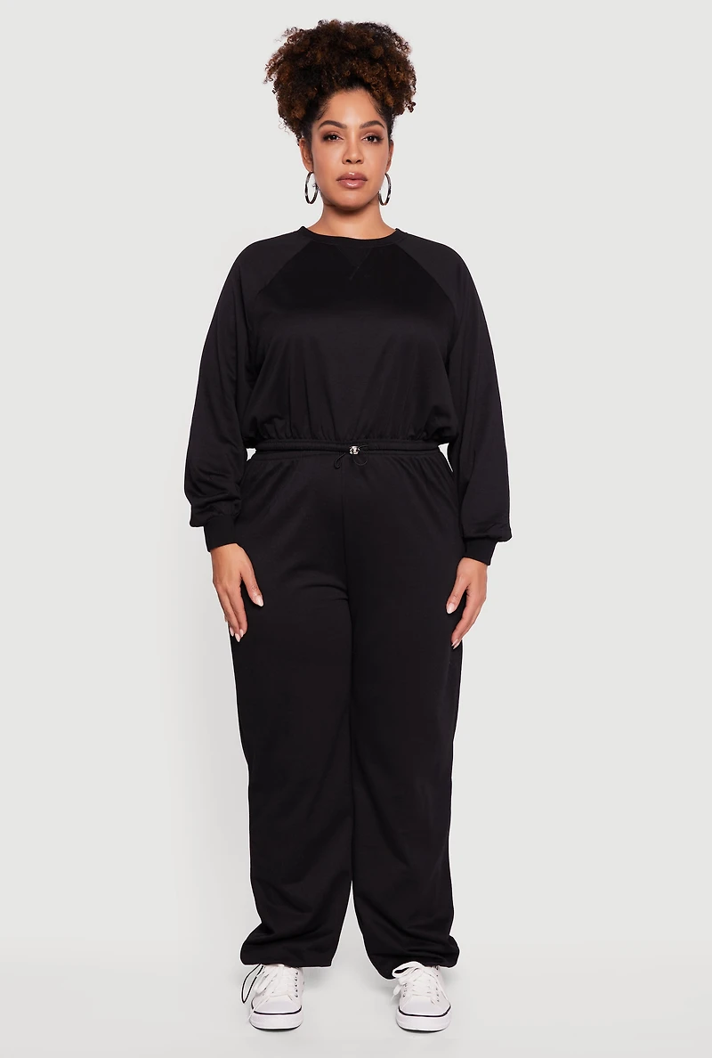 Womens Plus Almost Famous Toggle Drawstring Waist Sweatpants,