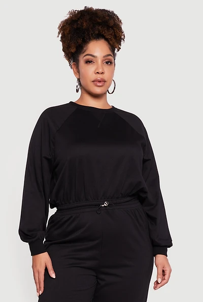 Plus Almost Famous Drawstring Hem Sweatshirt