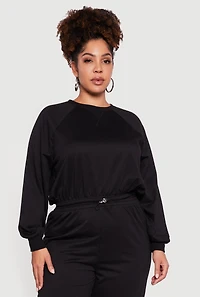 Plus Almost Famous Drawstring Hem Sweatshirt