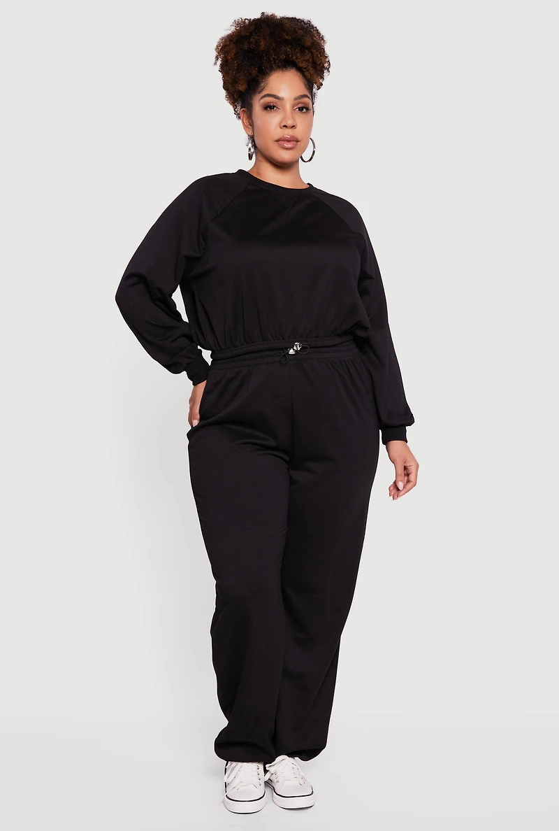 Plus Almost Famous Drawstring Hem Sweatshirt
