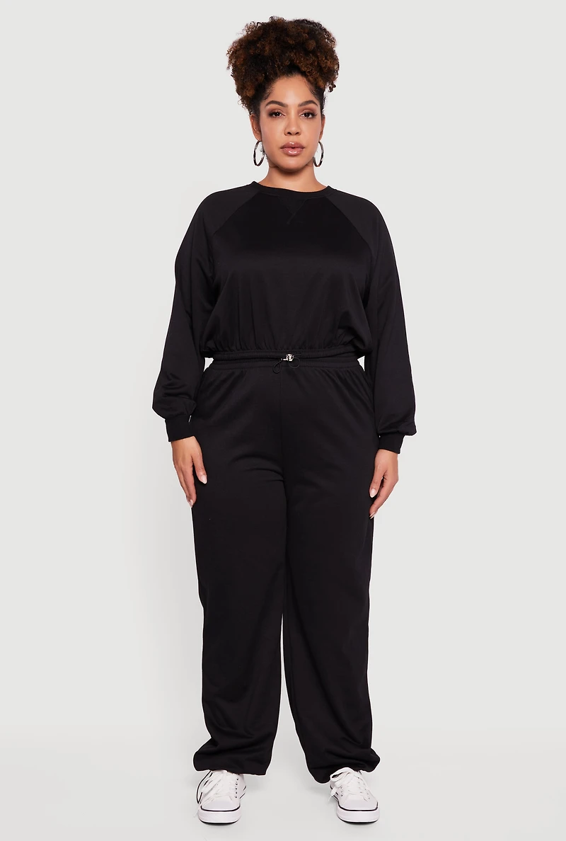 Plus Almost Famous Drawstring Hem Sweatshirt