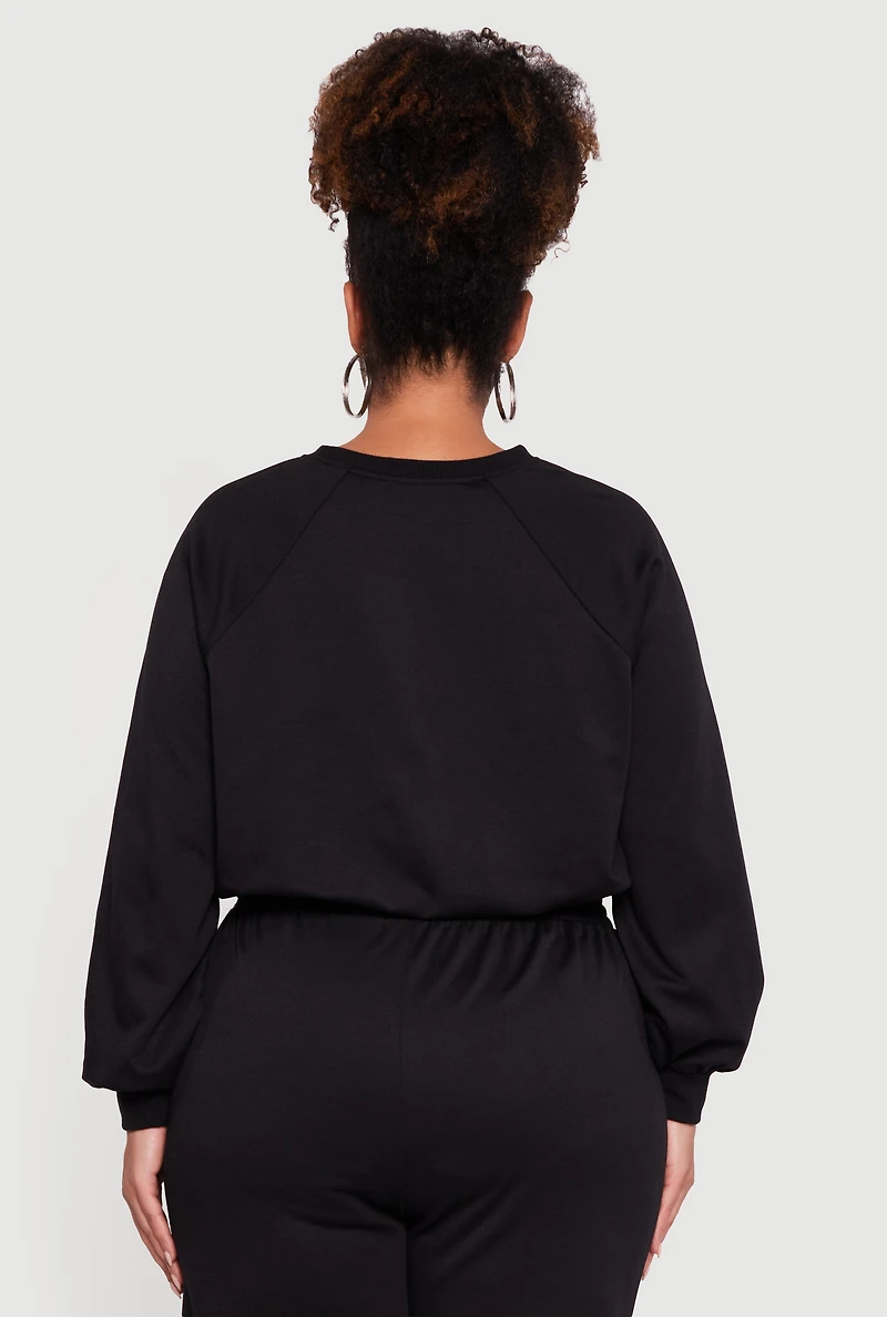Plus Almost Famous Drawstring Hem Sweatshirt