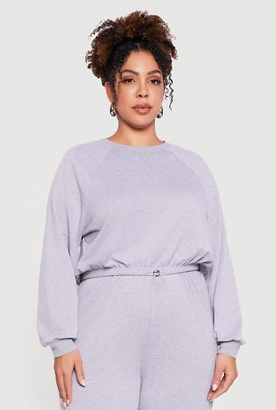 Plus Almost Famous Drawstring Hem Sweatshirt