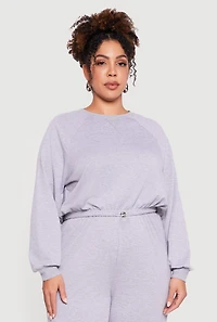Plus Almost Famous Drawstring Hem Sweatshirt