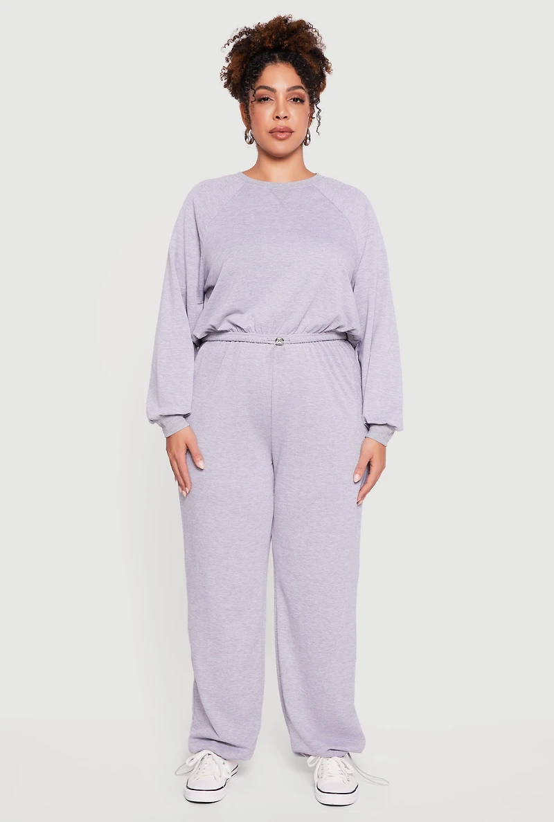 Plus Almost Famous Drawstring Hem Sweatshirt