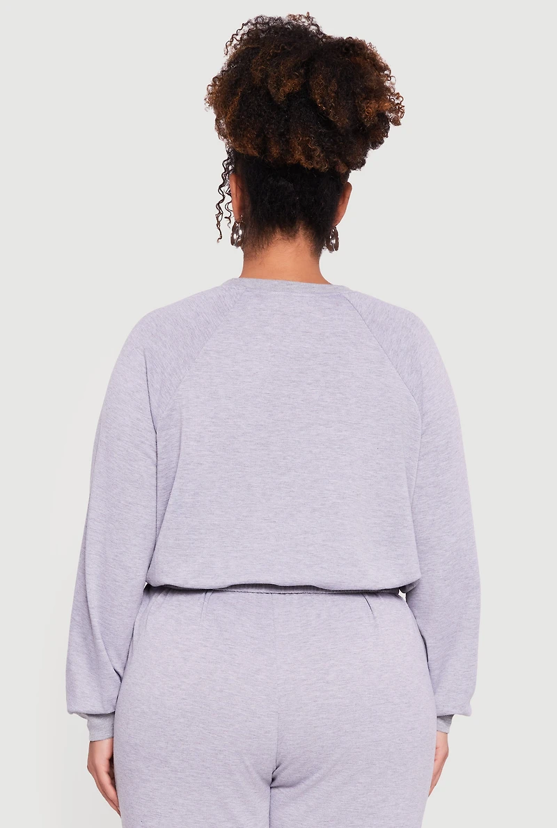 Plus Almost Famous Drawstring Hem Sweatshirt