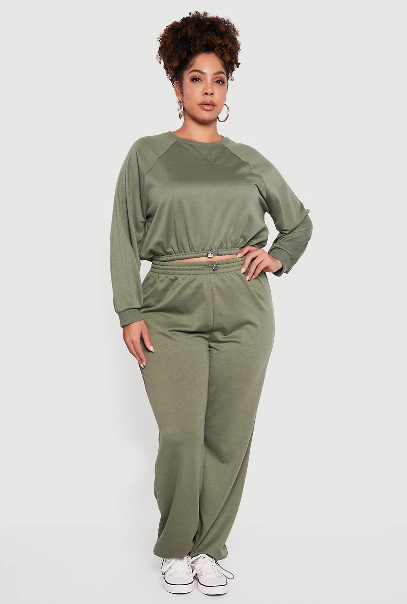 Womens Plus Almost Famous Drawstring Hem Sweatshirt,