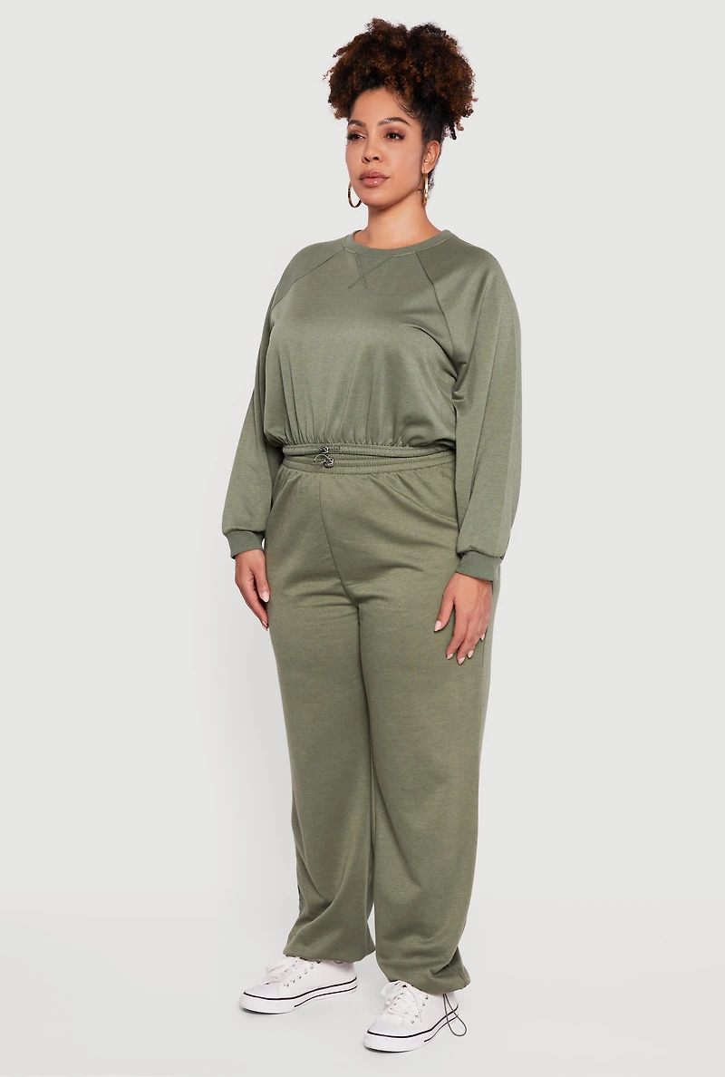 Womens Plus Almost Famous Drawstring Hem Sweatshirt,