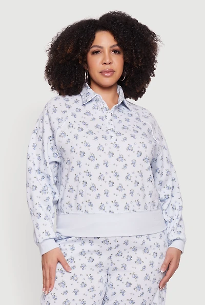 Plus Ditsy Floral Raglan Sleeve Sweatshirt