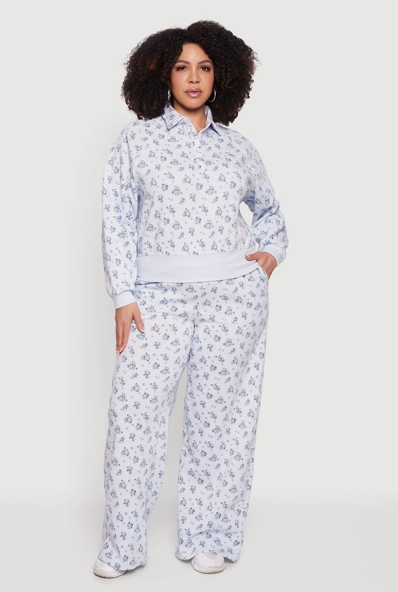 Plus Ditsy Floral Raglan Sleeve Sweatshirt