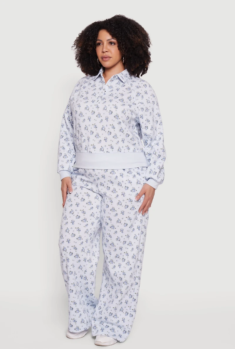 Plus Ditsy Floral Raglan Sleeve Sweatshirt