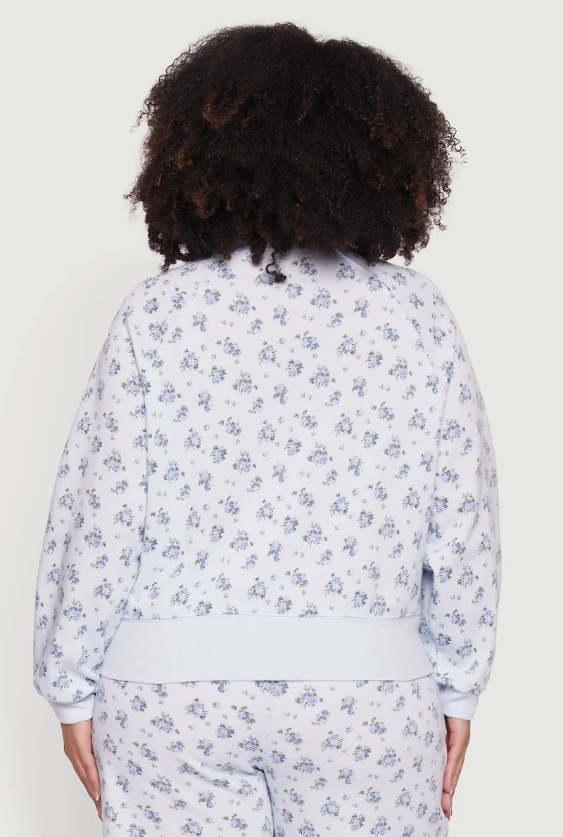 Plus Ditsy Floral Raglan Sleeve Sweatshirt
