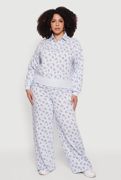 Plus Ditsy Floral Print High Waisted Sweatpants