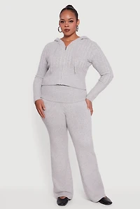 Plus Almost Famous Brushed Knit Fold Over Flare Pants