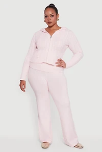 Plus Almost Famous Brushed Knit Fold Over Flare Pants