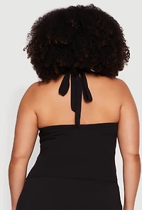 Plus Metallic Starfish Detail Tie Back Halter Top