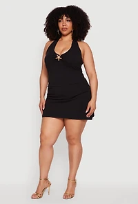 Plus High Waisted Mini Pencil Skirt