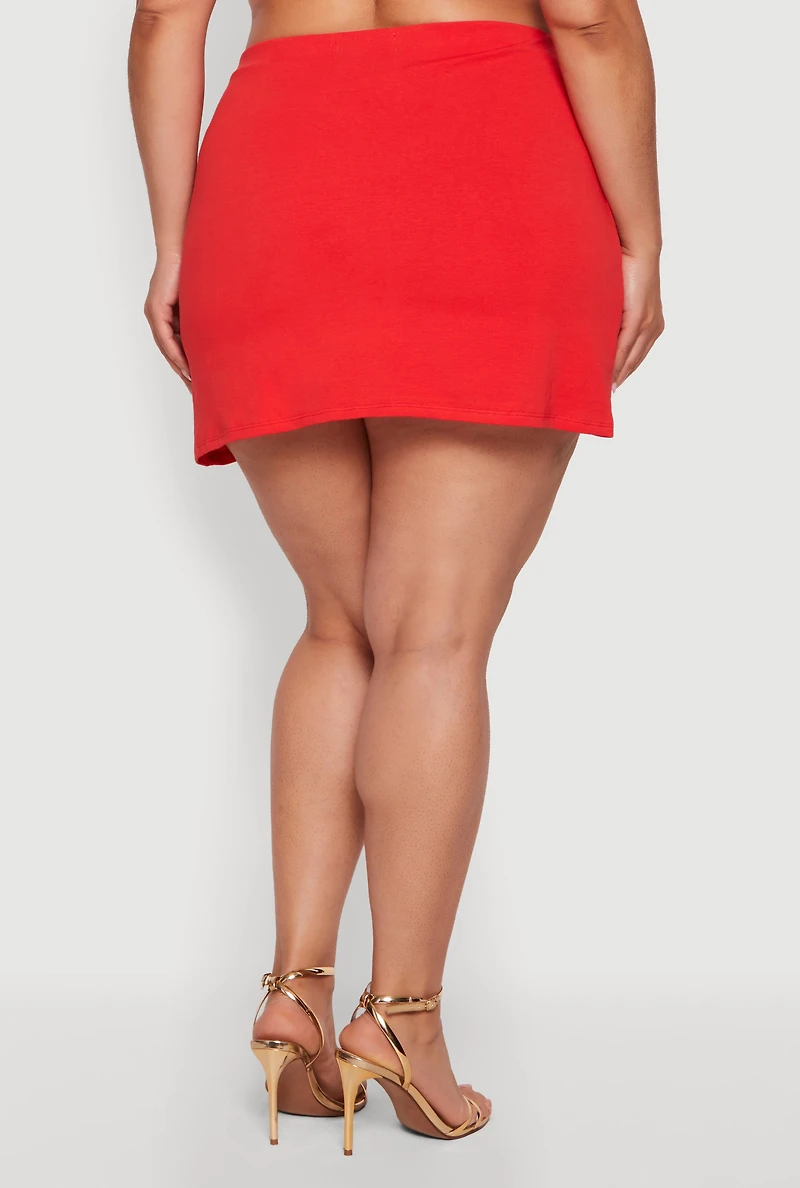 Plus High Waisted Mini Pencil Skirt