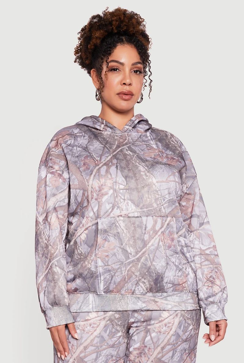 Plus Almost Famous Hunter Camouflage Pullover Hoodie