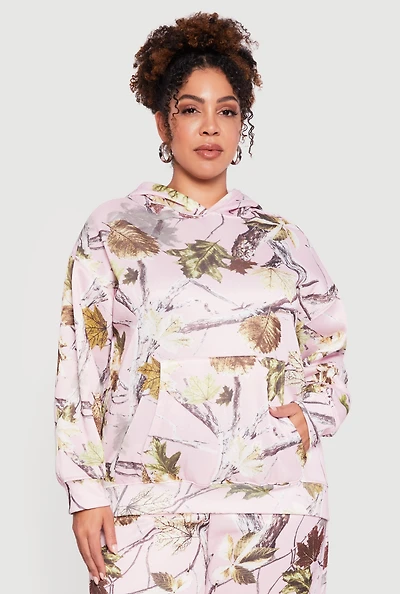 Plus Almost Famous Hunter Camouflage Pullover Hoodie