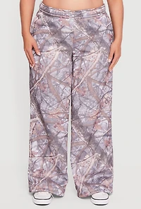 Plus High Waisted Hunter Camo Wide Leg Sweatpants