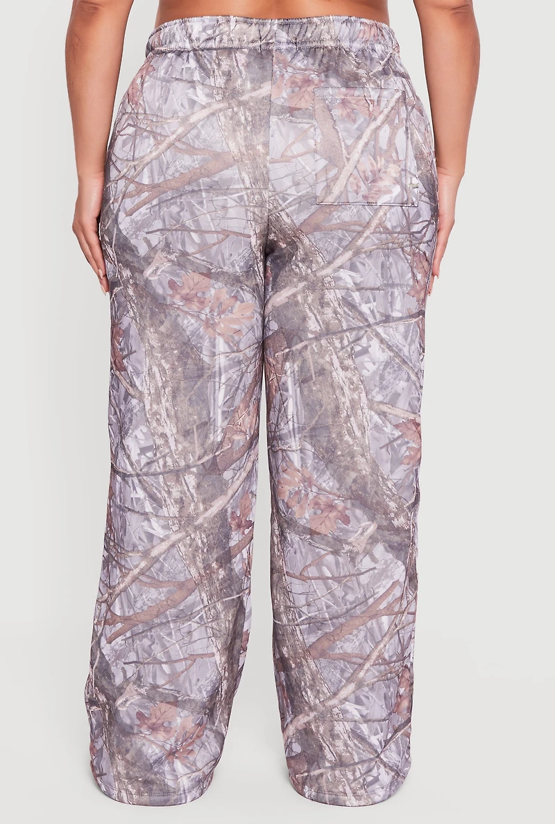 Plus High Waisted Hunter Camo Wide Leg Sweatpants
