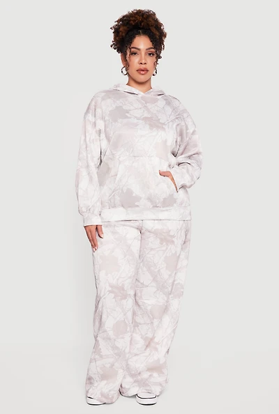 Plus High Waisted Hunter Camo Wide Leg Sweatpants