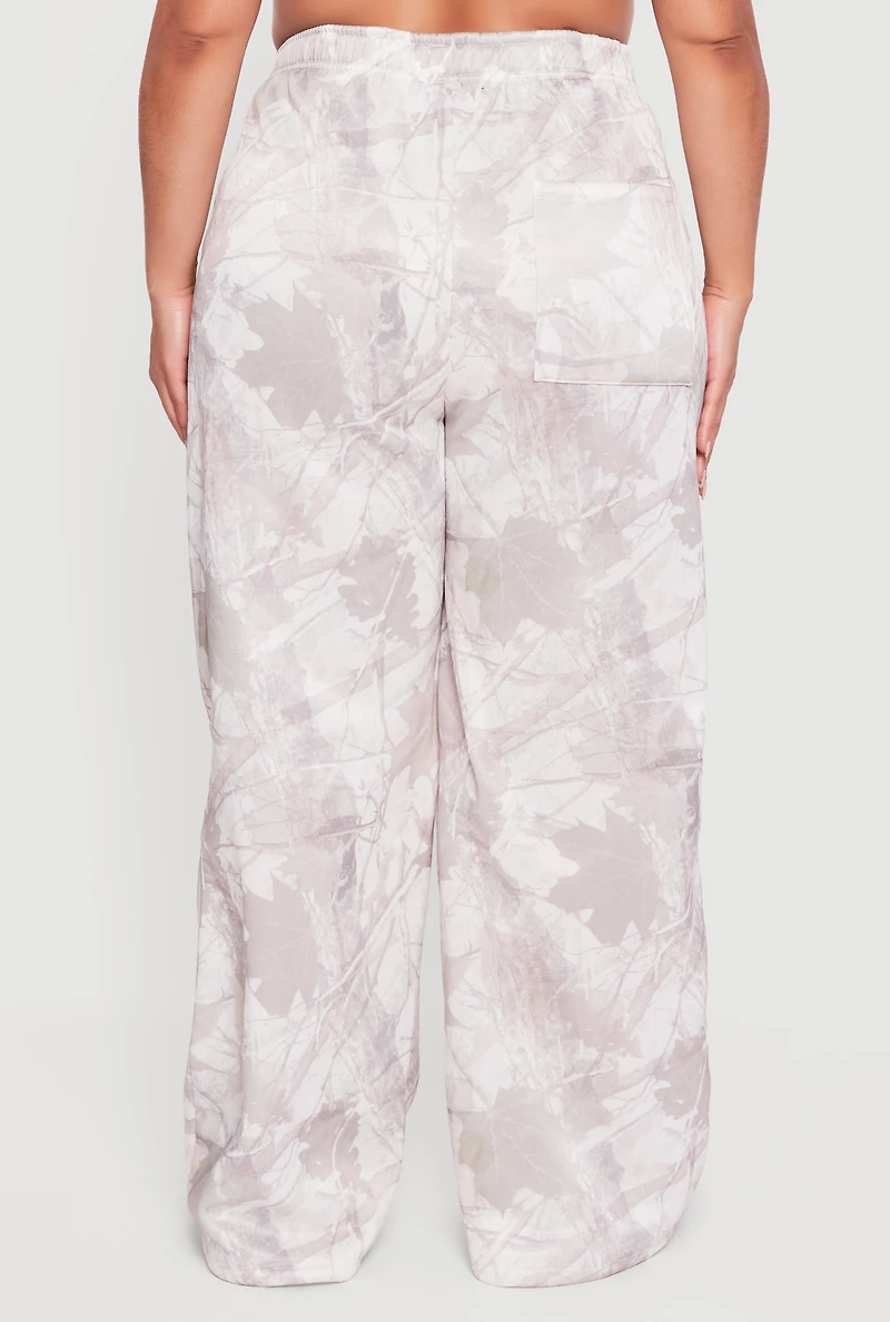 Plus High Waisted Hunter Camo Wide Leg Sweatpants