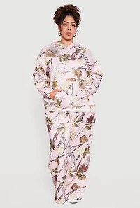 Plus High Waisted Hunter Camo Wide Leg Sweatpants