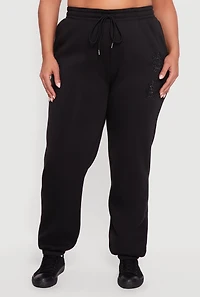 Plus Almost Famous Rhinestone Graphic Detail Sweatpants