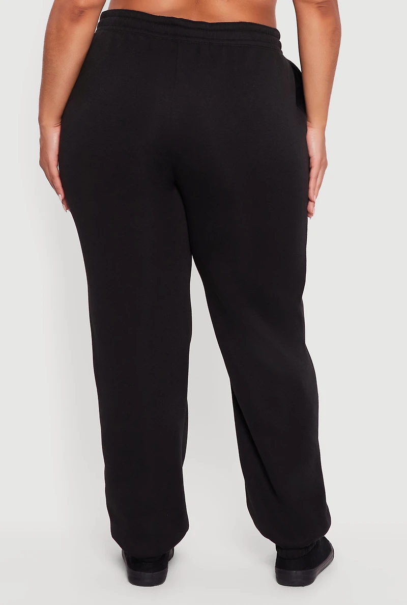Plus Almost Famous Rhinestone Graphic Detail Sweatpants