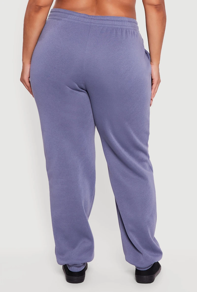 Plus Almost Famous Rhinestone Graphic Detail Sweatpants