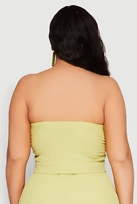 Womens Plus Size Almost Famous Textured Hanky Hem Tube Top, Green, Size 1X