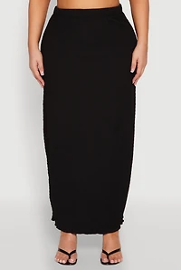 Womens Plus Size Almost Famous Textured High Waist Maxi Skirt, Black, Size 1X
