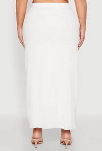 Womens Plus Size Almost Famous Textured High Waist Maxi Skirt, White, Size 1X