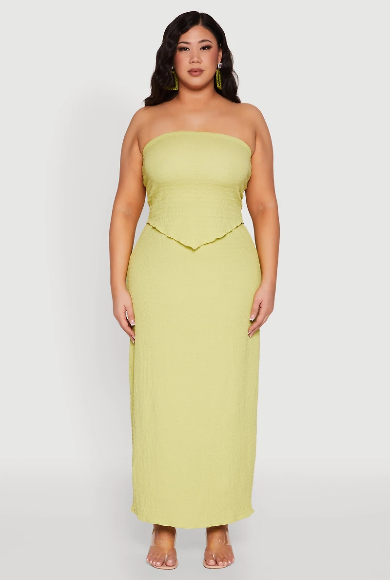 Womens Plus Almost Famous Textured High Waist Maxi Skirt,