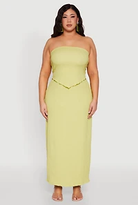 Womens Plus Almost Famous Textured High Waist Maxi Skirt,