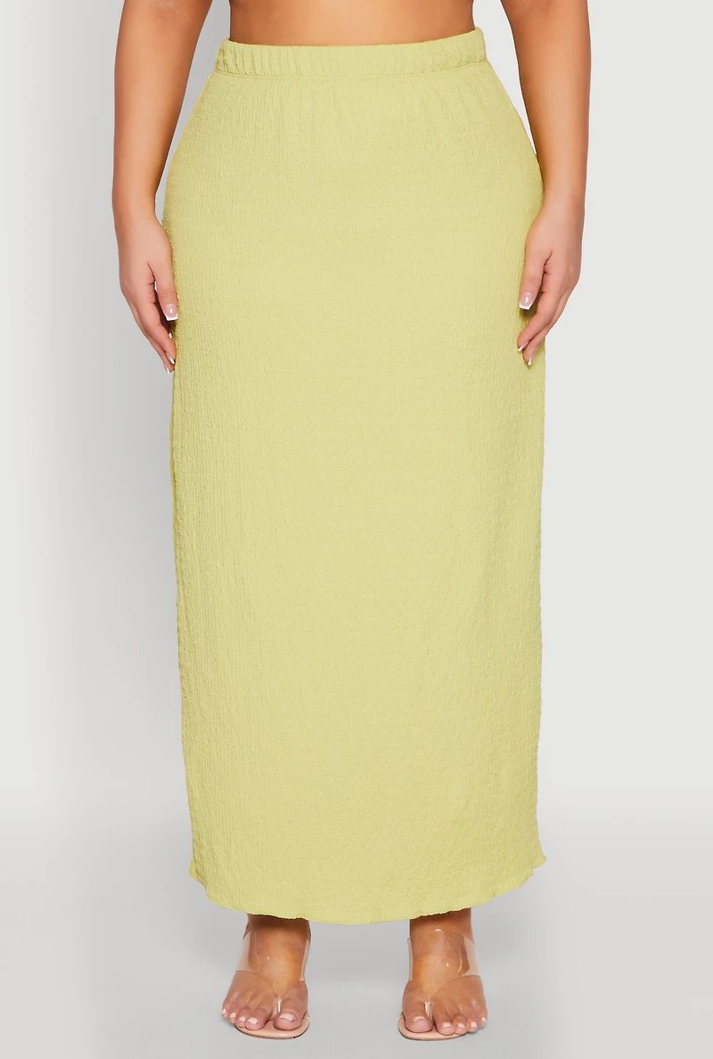 Womens Plus Almost Famous Textured High Waist Maxi Skirt,