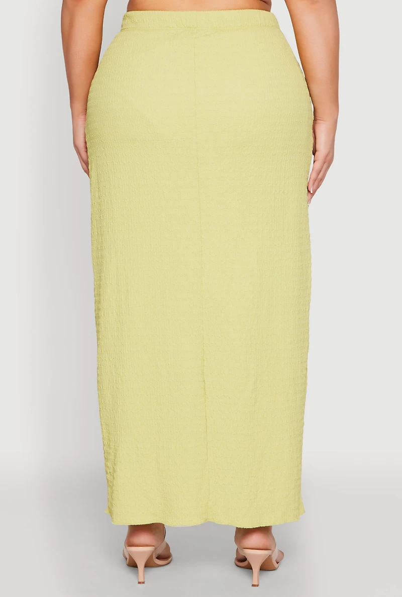 Womens Plus Almost Famous Textured High Waist Maxi Skirt,