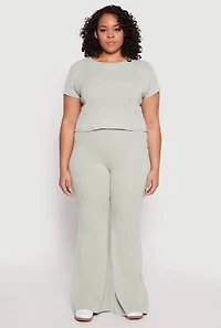 Womens Plus Size Almost Famous Acid Wash Crop Top, Green, Size 3X