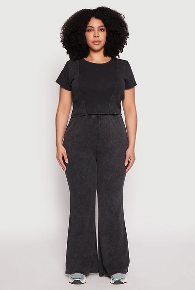 Plus Almost Famous Acid Wash Flare Pants