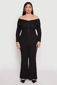 Plus Almost Famous Off The Shoulder Cropped Sweater